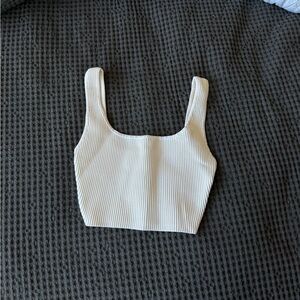 White Ribbed Aritzia Crop Top